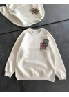 Bisiklet Yaka Baskılı SweatShirt - Beyaz