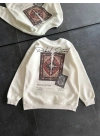 Bisiklet Yaka Baskılı SweatShirt - Beyaz