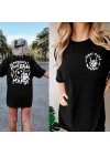Bisiklet Yaka Baskılı T-shirt - Siyah