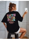 Bisiklet Yaka Baskılı T-shirt - Siyah