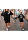 Bisiklet Yaka Baskılı T-shirt - Siyah
