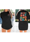 Bisiklet Yaka Kısa Kol Baskılı T-shirt - Siyah
