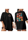 Bisiklet Yaka Kısa Kol Baskılı T-shirt - Siyah