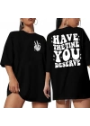 Bisiklet Yaka Kısa Kol Baskılı T-shirt - Siyah