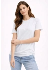 Bisiklet Yaka Tişört Regular Kalıp Basic Pamuklu Günlük Kullanım T-shirt - Beyaz