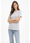 Bisiklet Yaka Tişört  Regular Kalıp Basic Pamuklu  Günlük Kullanım  T-shirt - Gri
