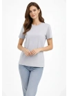 Bisiklet Yaka Tişört  Regular Kalıp Basic Pamuklu  Günlük Kullanım  T-shirt - Gri