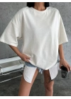 Düz Biskilet Yaka  T-shirt - Beyaz