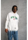 Erkek Baskılı Kapüşonlu Sweatshirt - Beyaz