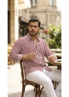 Erkek Dikey Çizgili Yarım Oversize Gömlek