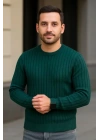 Erkek Fitilli Triko Kazak 2’li Set Siyah Haki Kalın Dokuma Pamuklu Regular Fit Bisiklet
