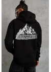 Erkek Nihilist Penguen Temalı Oversize Kapüşonlu Sweatshirt - Siyah