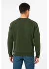 Erkek Üç İplik Düz Bisiklet Yaka SweatShirt - Haki