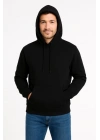 Erkek Üç İplik Kapüşonlu Kanguru Cepli SweatShirt Hoodie - Siyah