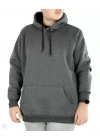 Erkek Uzun Kol Kapşonlu Basic Sweatshirt Hoodie - Füme