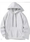 Erkek Uzun Kol Kapşonlu Basic Sweatshirt Hoodie - Gri