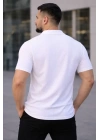 Erkek Waffle Kumaş Kısa Kollu Düğmeli Açık Yaka Regular Fit Gömlek - Beyaz