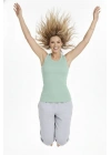 Fitilli Atlet Sıfır Yaka Slim Fit Arka Baskılı Spor Atlet - Mint Yeşili
