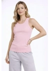 Fitilli Atlet Sıfır Yaka Slim Fit Arka Baskılı Spor Atlet - Pembe