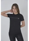 Göğüste Fermuar Aksesuarlı Dar Kalıp T-Shirt - Siyah