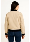 Içi Astarlı Fermuarlı Bomber Mont Ceket - Bej