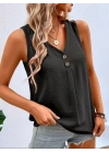 Kadın Askılı V Yakalı Düğmeli Aerobin Bluz