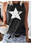 Kadın Askılı Yuvarlak Yaka Yıldız Desenli Süprem Bluz