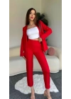 Kadın Atlas Kumaş Ceket Pantolon Takım