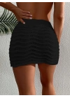 Kadın Bağcıklı Mini Triko Etek