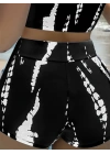 Kadın Büzgü Detay Askılı Crop Mini Tayt Ikili Takım