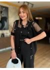 Kadın Fileli Kapüşonlu Modal Ceket
