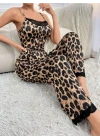 Kadın Ip Askılı Yakası Dantelli Bluz Ve Pijama Sandy Ikili Takım