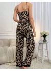 Kadın Ip Askılı Yakası Dantelli Bluz Ve Pijama Sandy Ikili Takım