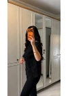 Kadın Kısa Kollu Bisiklet Yakalı Dantel Detaylı Viskon Iki Iplik Bluz
