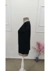 Kadın Kısa Kollu V Yakalı Dantelli önden Düğmeli Viskon Bluz