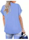 Kadın Kısa Kollu Yakalı Uzun Sandy Bluz