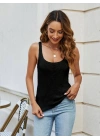 Kadın Kolsuz U Yaka Askılı Triko Bluz