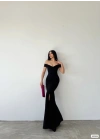 Kadın Madonna Yaka Ithal Krep Maksi Boy Elbise