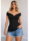 Kadın Madonna Yakalı Büzgü Detaylı Sandy Bluz