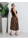Kadın önden Bağlamalı Leopar Desenli Süprem Uzun Etek