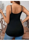 Kadın önden çapraz Askılı Uzun Vıskon Bluz