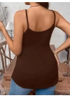 Kadın önden çapraz Askılı Uzun Vıskon Bluz