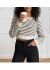 Kadın Uzun Kollu Balıkçı Yaka Crop Triko Bluz