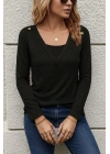 Kadın Uzun Kollu V Yaka Düğme Detaylı Yumoş Bluz