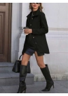 Kadın Uzun Kollu Yakalı önden Düğmeli Astarsız Ithal Kaşe Kaban