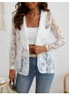 Kadın Uzun Kollu Yakalı önü Açık Dantelli Ceket