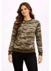 Kamuflaj Desenli 2 İplik 4 Mevsim Uzun Kollu Bisiklet Yaka Sweatshirt - Kamuflaj
