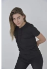 Kapşonlu Slim Fit T-shirt - Siyah