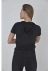 Kapşonlu Slim Fit T-shirt - Siyah