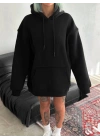 Kapşonlu Üç İplik Penye Basic SweatShirt - Siyah